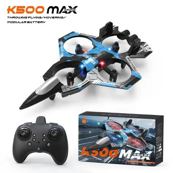Remote Control Jet Fighter Plane for Kids, RC Foam Airplane with LED Lights, Altitude Hold, 360° Stunts, Adjustable Speed, 2 Batteries, Indoor & Outdoor Toy Gift for Boys & Girls