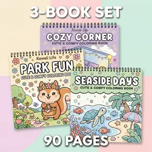 3PCS Adult Coloring Books, Decorative Coloring Book - Seaside, Park & Cozy Corner Themes, 90 Pages, Opaque Super-Sensitive Paper, Clear Lines, Vibrant Illustrations for Enthusiast - Stunning Patterns for Decoration, Perfect Gift for Easter, Birthdays