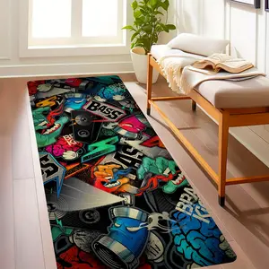 1pc of Creative Music-Themed Hallway Runner Carpet,  Thick with Anti-Slip Backing. Perfect for Music Lovers, This Soft Laundry Carpet Is Suitable for Runners, Anti-Slip Entrance Mats