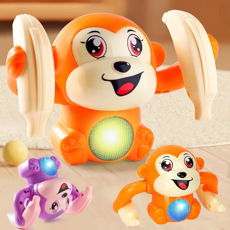 1 toy electric rolling monkey light music puzzle sound prompt monkey toy gift education toy