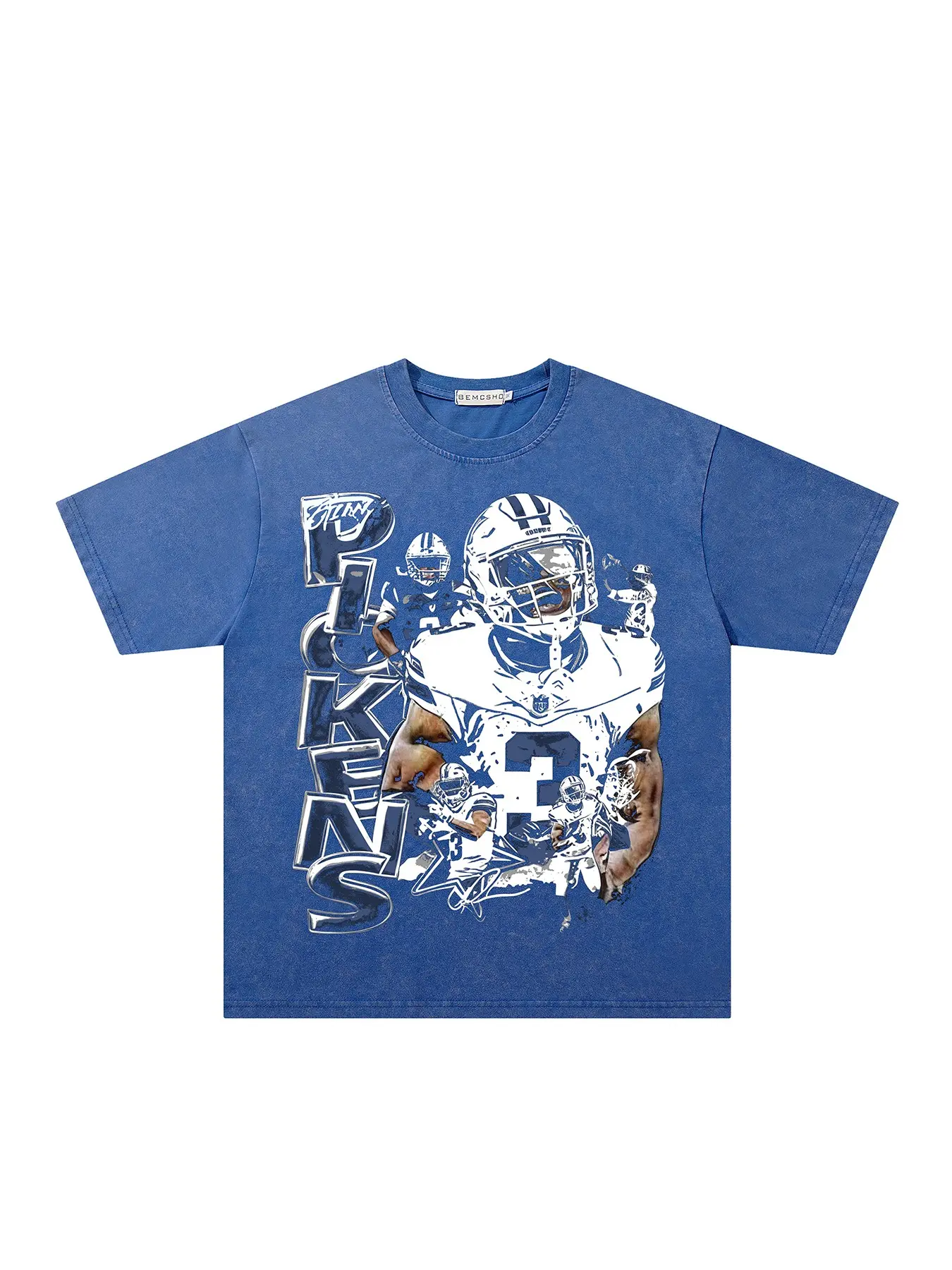 Vintage American Streetwear Street Style Tie-Dye Distressed George Pickens Soccer T-Shirt, Unisex Summer Sporty Casual Loose Short Sleeve Tee, Trendy Aesthetic Fashion for Daily Wear