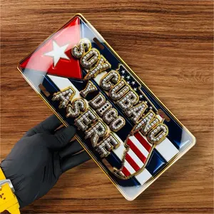 Custom License Plates - 6×12 in Cuban & American Flag Themed Car Exterior Decor Decal for "Soy Cubano y Digo Asere" Enthusiasts, Car Accessories