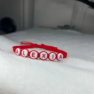 Personalized Unisex Name Bracelet Alexia Red Beaded Adjustable Fashion Accessory