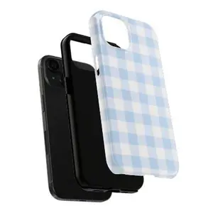 Blue Gingham Phone Case Preppy For iPhone 16 15 Plus 14 Pro Max 12 13 Mini 11 Pro Protective Cute Aesthetic Cottagecore Cover