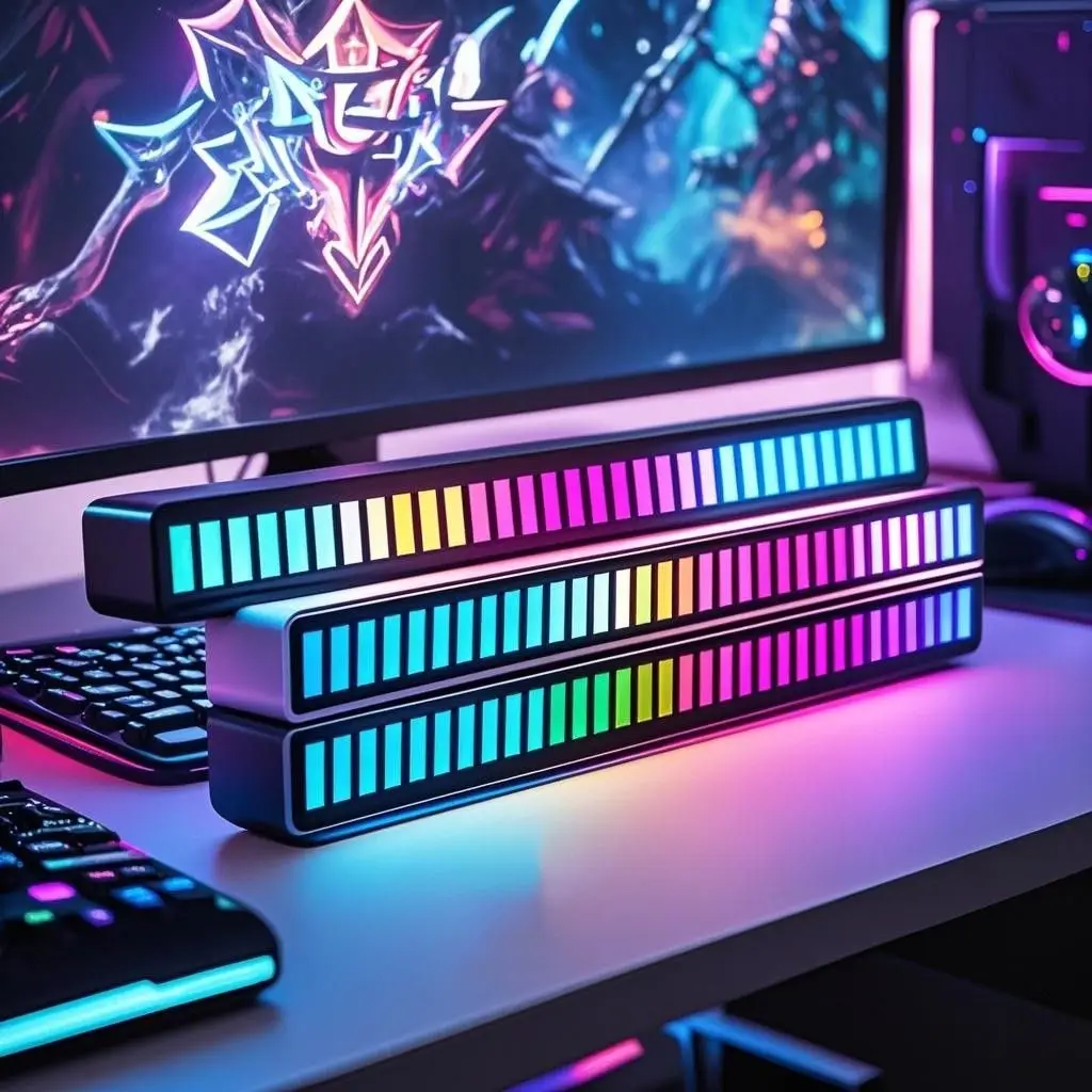 JOYTUTUS USB-powered Decorative Light RGB Voice-controlled Synchronous Rhythm Light Colorful Music Atmosphere Light Car Desktop Sound Sensing Light Le