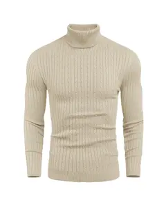 COOFANDY Men's Knitwear Slim Fit Turtleneck Sweater Casual Twist Patterned Pullover Knitted Sweaters Gift Ideas