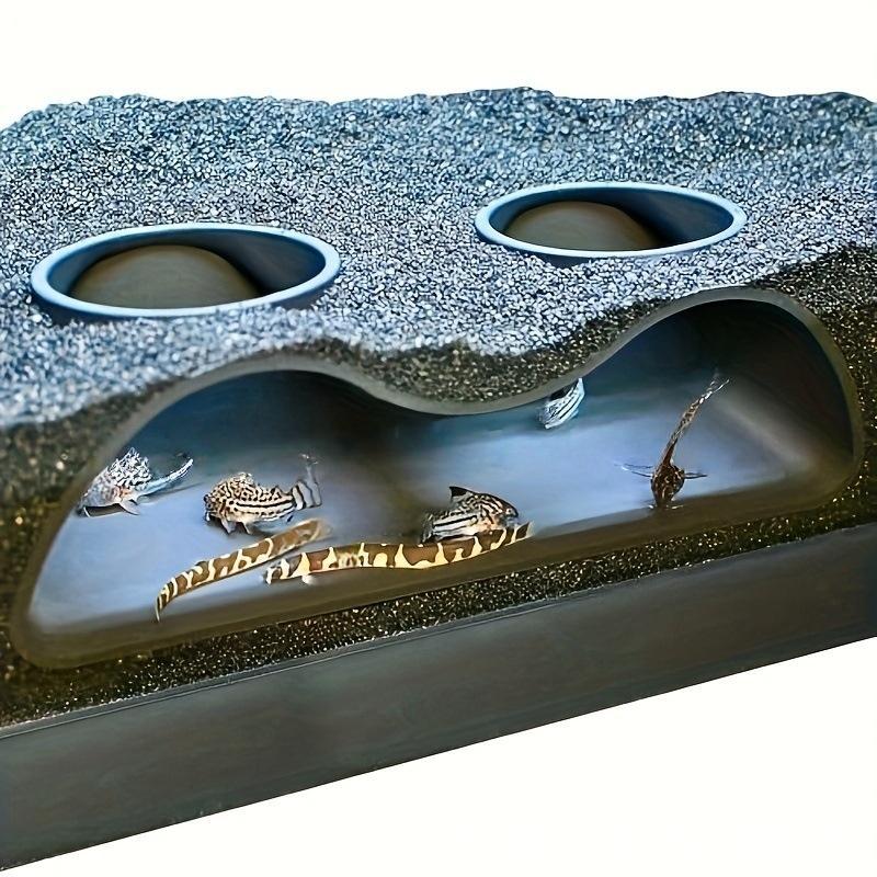 Aquarium Cave System with Bio-curved Tunnels, Expandable Natural Shelter for Large Fish Tanks, Non-toxic Resin Decor for Cichlids/Plecos/Shrimp