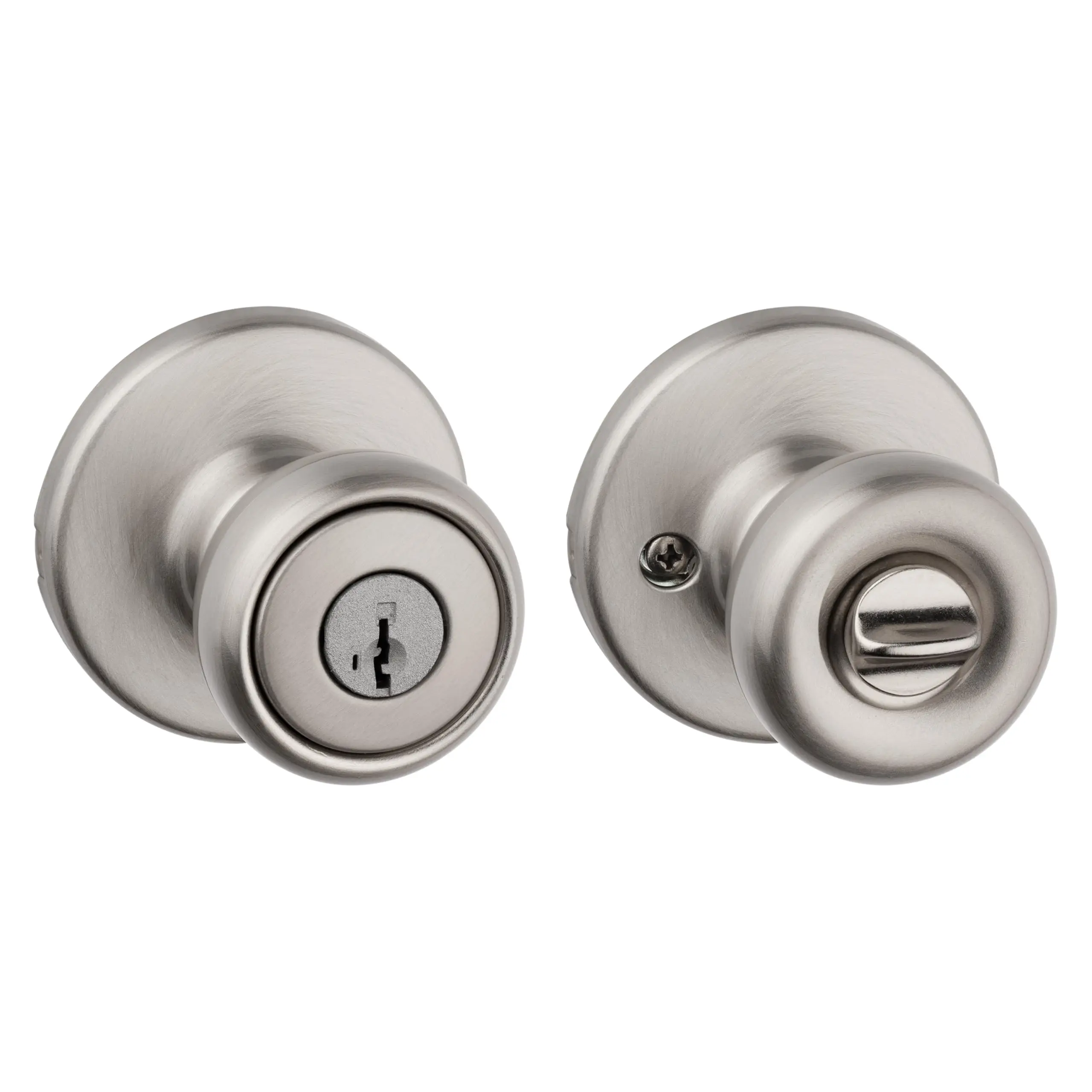 Tylo Entry Door Knob With Lock And Key  Secure Keyed Handle Exterior Front Entrance Bedroom Satin Nickel Pick Resistant Smartkey Rekey Security Microban
