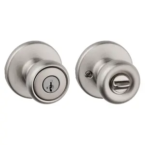 Tylo Entry Door Knob With Lock And Key  Secure Keyed Handle Exterior Front Entrance Bedroom Satin Nickel Pick Resistant Smartkey Rekey Security Microban