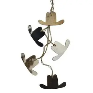 Cowhide Western Leather Christmas Ornament- Cowboy Hat - Sold Individually