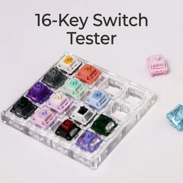 Akko 16-Key Switch Tester, Mechanical & Magnetic Keyboard Switch Tester, Acrylic Switch Testing Tool, Compare Switch Feel & Sound, Customize your keyboard