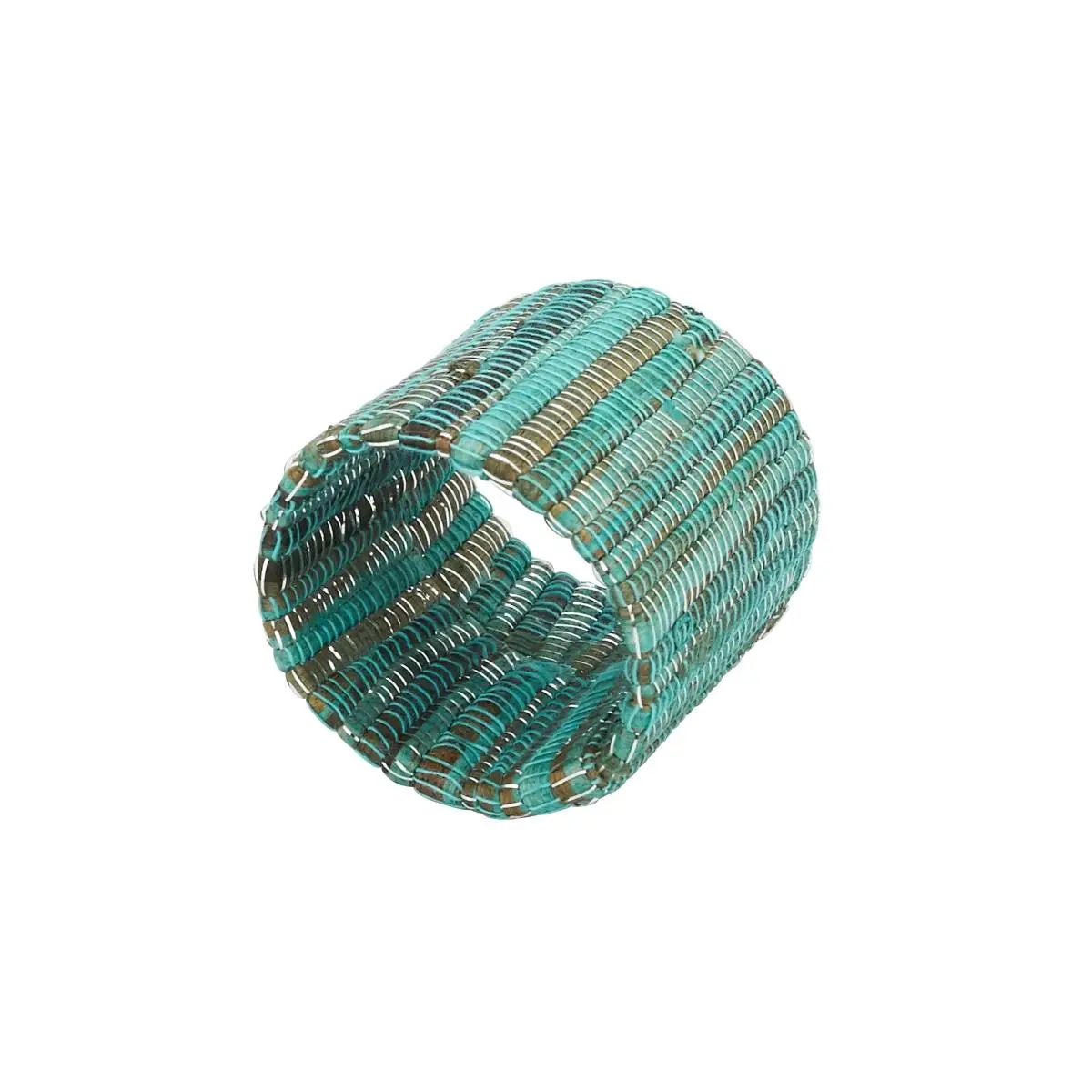 Saro Lifestyle NR271.TQ Tableware Napkin Rings Set, 1.5 in. Shimmering Woven Nubby, Turquoise