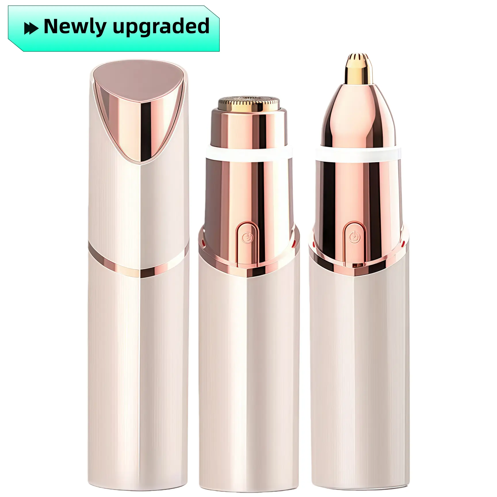 Rechargeable Waterproof Electric Shaver for Women - Double-Head Hair Removal Machine with Complete Accessories Kit Lightweight Trimmer Smooth Brush Facial Golden facial  and  eyebrow