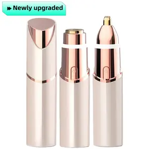 Rechargeable Waterproof Electric Shaver for Women - Double-Head Hair Removal Machine with Complete Accessories Kit Lightweight Trimmer Smooth Brush Facial Golden facial  and  eyebrow