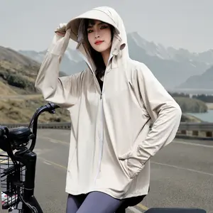 Mid-length cape for summer finger protection outdoor UV protection skin garment for sun protection and shade women's fine silk breathable thin style with wide brim and loose fit for cycling hand protection