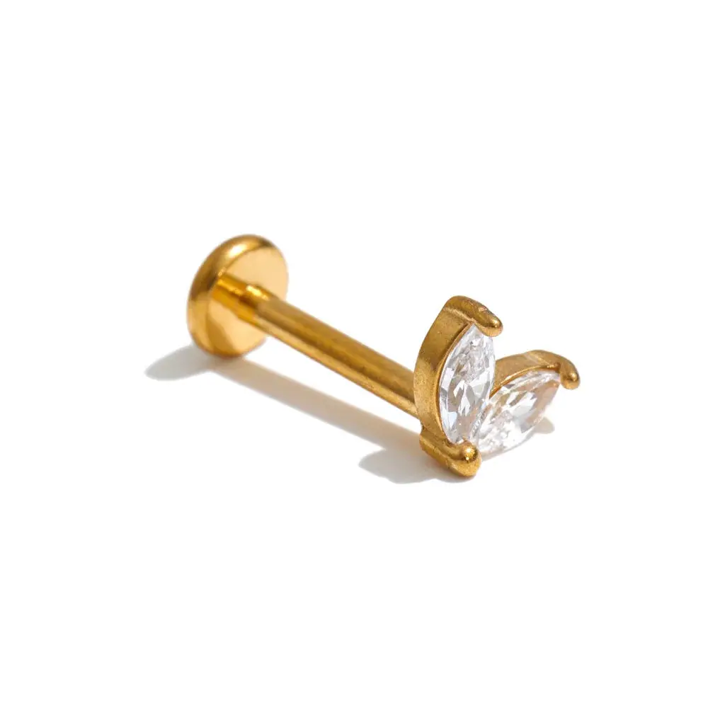 Zirconia Helix Flat Back Earring