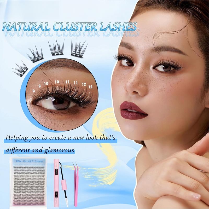 Natural Lash Extension Kit - 168 Pcs Wispy Eyelash Extensions 9-12MM with Bond & Seal Lash Glue & Eyelash Extension Tweezers for DIY at Home Makeup Cosmetic Lightweight Clusters Beginner Romantic Valentine's Day Gifts【Valentine's Day gifts】For wife d