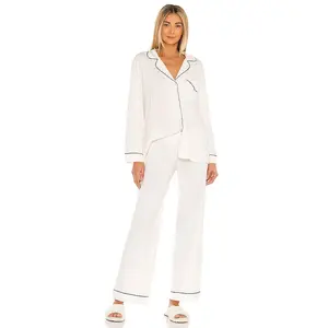 eberjey Gisele PJ Set in Ivory & Navy