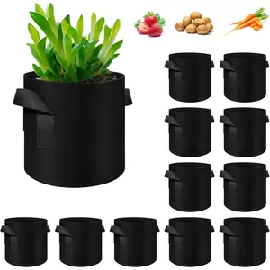 12-Pack 10 Gallon  Grow Bags, Thickened Nonwoven Fabric Pots with Handles, Vegetable Planter Bags Containers, Cloth Planters for Garden