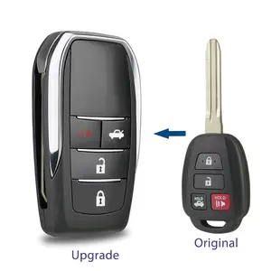 Upgrade Replacement for 2012 - 2019 Toyota Corolla Camry RAV4 Highlander Flip Remote Key Fob Shell Case 4 Button