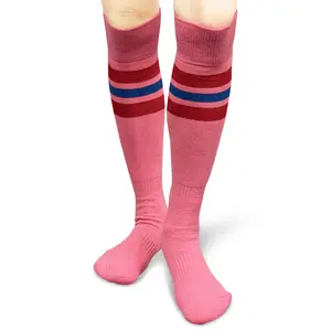 COUVER Women's Bright Pink Striped Knee High Sports/Baseball/Softball/Athletic Socks