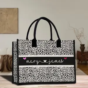 Custom Name Cotton Canvas Tote Bag Personalized Chic Pattern Tote Christmas Gift Bridesmaid Bag Premium Custom Tote Bag (PNTB1004)