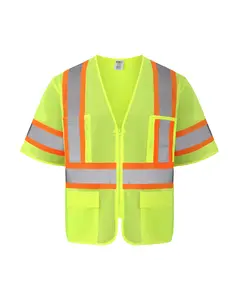Kiwi High Visibility ANSI/ISEA 107-2020, Type R, Class 3 Contrast Trimmed Neon Short Sleeve Safety Vest [R72100]