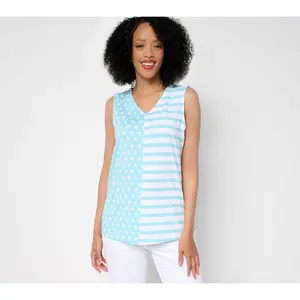Denim & Co. Americana Favorite Jersey V-Neck Tank