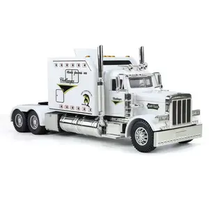 Semi, Heavy, and Tow Truck Toys - Metal Diecast Model withLight and Sound Pull Back Semi, Truck and Trailer for BoysAge 4-7