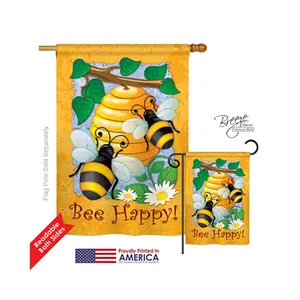212 MAIN Outdoor Vertical Flag - Weatherproof Artistic Bee Double-Sided House Flag, 28x40 in, 2-Sided Impression Design