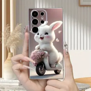 [1pc Cute Bunny Phone Case] Cute Bunny Pattern Mobile Phone Case High-Quality Texture Lens Protection Transparent Mobile Phone Case For Men And Women For SAMSUNG