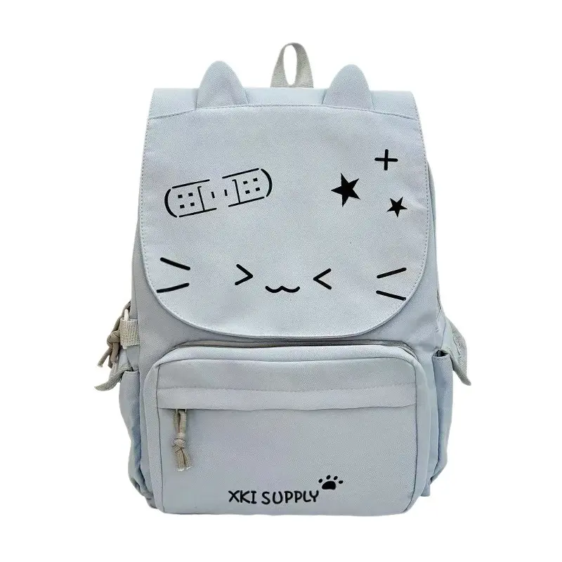 Kawaii Cat Ear Ita Backpack - Clear Window, Large Capacity Schoolbag for Girls - Casual Travel Daypack for Office Stationery Carrying