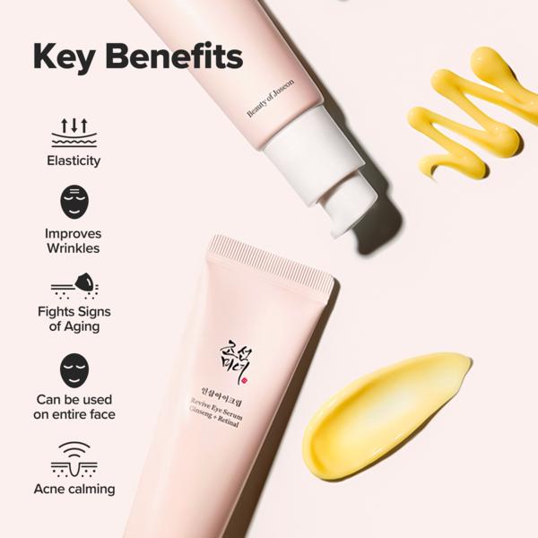 [Beauty of Joseon Official] Revive Eye Serum : Ginseng + Retinal with Retinal Niacinamide Correction for Puffy Eye Bags Fine Lines Dark Circles Wrinkles, Korean Skin Care Cream Gift  30ml, 1 fl.oz Brightening Moisturize