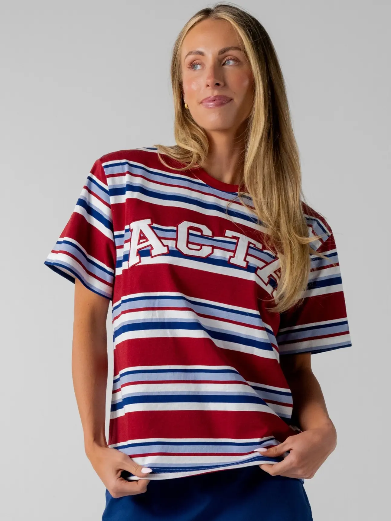 ACTA Sport Tee - Lightweight Knit Fabric with Contrast Trim Detailing & Center Front Seam for Relaxed Flowy Fit
