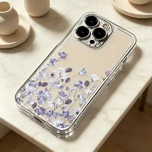 The New Transparent Space Phone Case Features a Misty Purple Lilac Pattern And Is Compatible with iPhone 17 Air Pro Max, iPhone 16, 15, 14, 13, 12, 11, XS, XSMAX, X, 14/15/16 Plus Pro Max