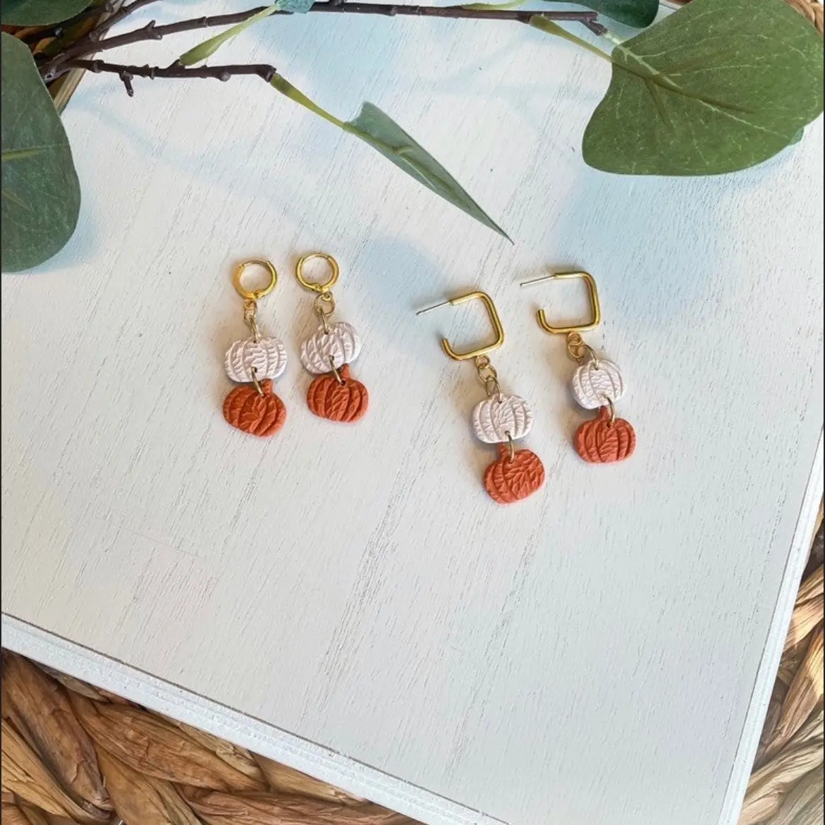 Pumpkin Dangle Clay Earrings - Fall Earrings jewelry
