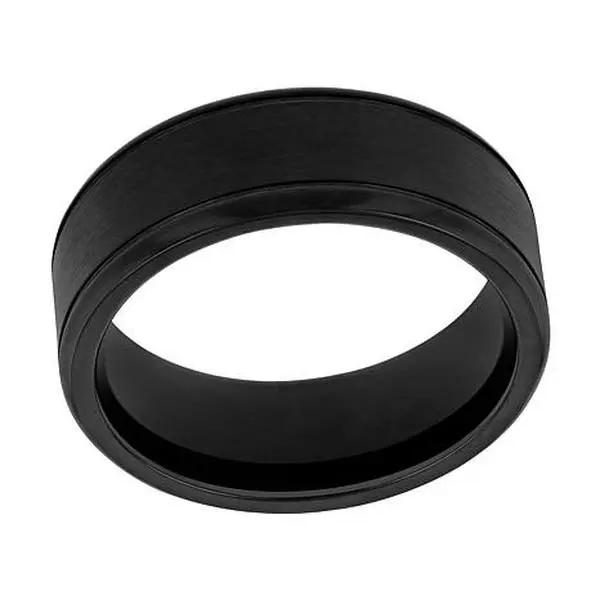 C & c Jewelry Mfg., Inc. Men's Black Stainless Steel Grooved 8mm Band Ring