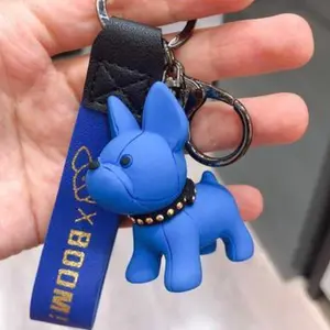 Blue French Bulldog Keychain