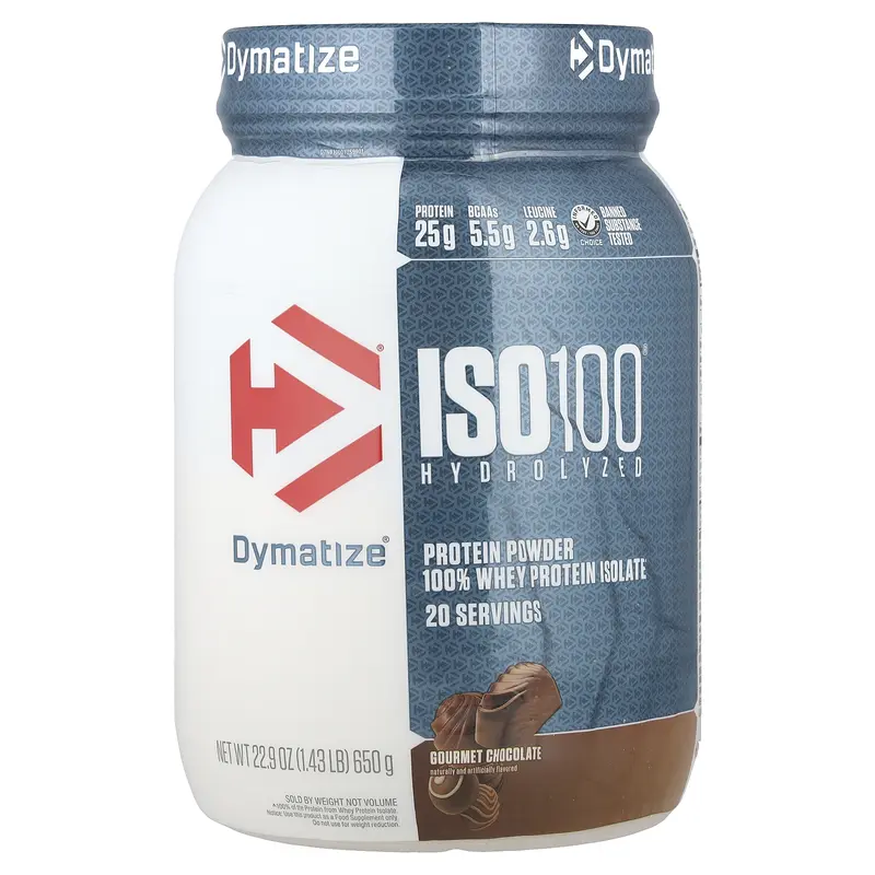 Dymatize ISO100® Hydrolyzed, 100% Whey Protein Isolate, Gourmet Chocolate, 1.43 lb (650 g)