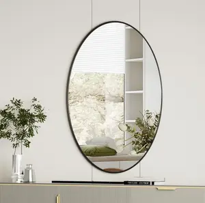 Oval Bathroom Mirror 24"x32" Black, Wall-Mounted Mirror for Bathroom Vanity