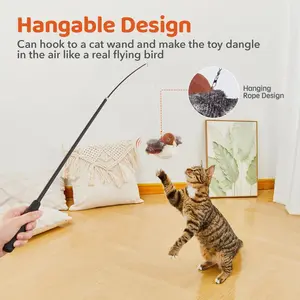 2026 New Cat Flying Bird Toy Interactive Singing Hanging Rope Design Electric Sparrow Shaking Bird Simulation Cat Toy for Engaging Play
