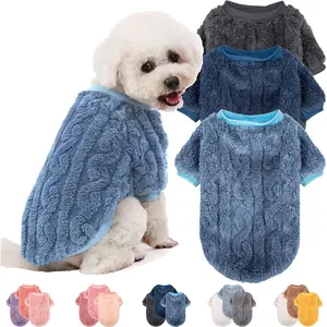 Dog Sweater, 3 Pack Dog Sweaters for Small Dogs or Cats, Girl or Boy, Warm Dog Clothes Shirt Coat for Winter Christmas (Blue, Dark Blue, Grey, Small)