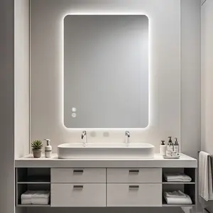 24" x 36" Rectangular Backlit Bathroom Mirror Creates Soft Ambient Light with 3 Color Temperatures, Memory Function, and Safety Protection