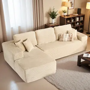 CAODOC Viral Cloud Couch 104 Inch L-Shaped Modern Modular Sectional Sofa Set with Deep Seat, Corduroy Upholstered, Fully Assembled, Comfortable Lounger