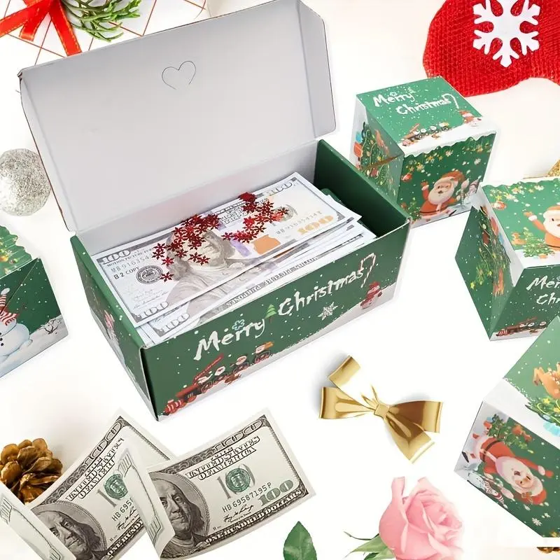 16-Pack Christmas Surprise Money Gift Boxes with Confetti, Square Paper Containers for Birthdays Anniversaries Proposals