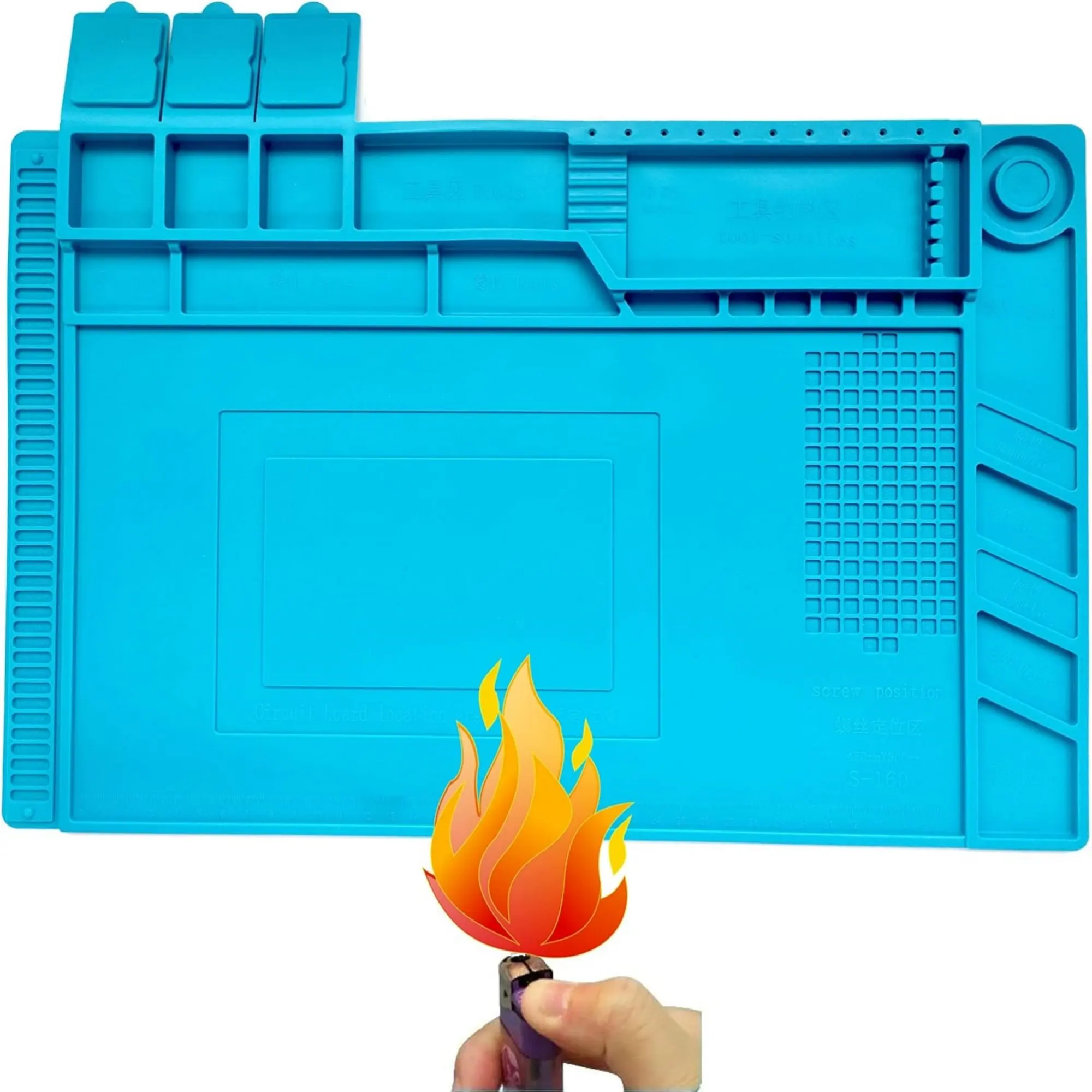 Insulated Magnetic Repair Workbench Pad, Heat Resistant Silicone Mat for Phone Laptop Maintenance, Durable Heavy Duty Tool Accessory