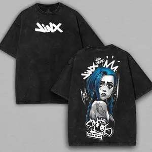 Jinx x Powder Arcane League of Legends Shirt, Arcane Netflix Game T Shirt, Retro Graphic Unisex Cotton Streetwear Tee