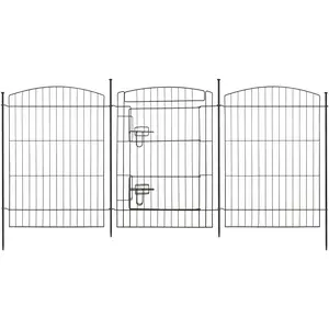 FencerWire Decorative Garden Fence with Gate, 29.5"H x 23.6"W No Dig Dog Fence Outdoor for Yard Garden Patio, Arched Rustproof Metal Garden Barrier Border, Temporary Animal Barrier