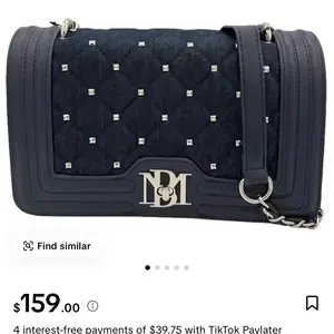 Denim and Leather Crossbody Bag with Quilted Design and Stud Accents for Stylish Everyday Use
