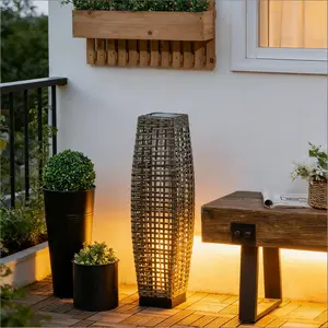Solar Floor Lamp, Outdoor Garden Lantern Pathway Light & Decorative Driveway Lighting with Auto on/Off LED Lights